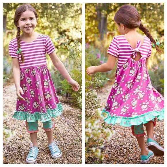 Matilda Jane Girls Dress Multicolor Floral Striped Spring size 4T - Picture 1 of 6